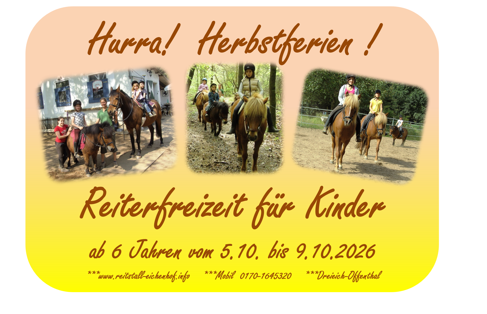 Reiterferien: Reitferien Herbst 2026 - Reitstall Eichenhof
